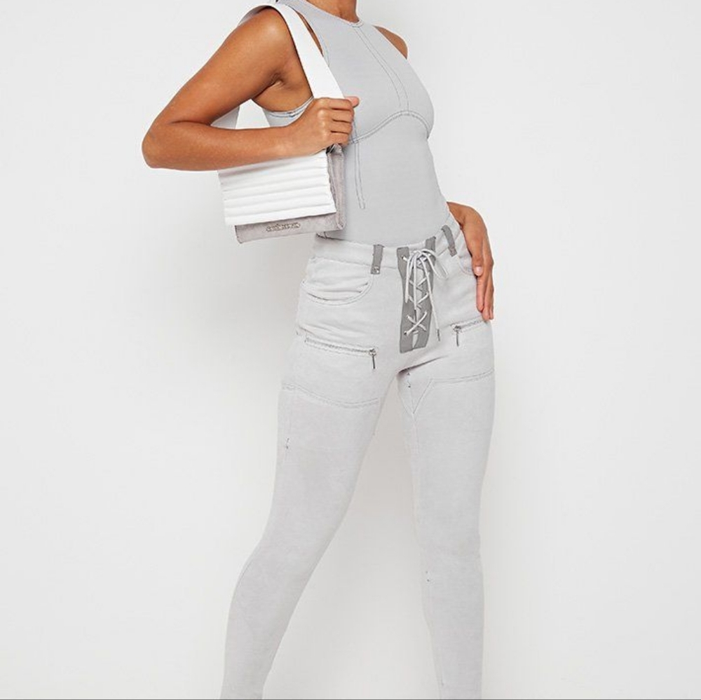 Maniere De Voir gray suede pants